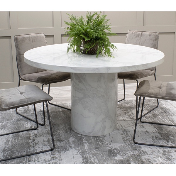 Carra Marble Dining Table Bone White 130cm