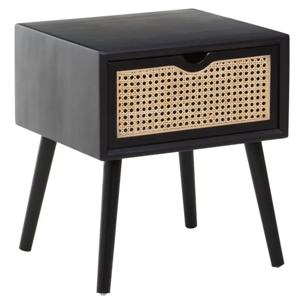 Cebu  Black Wood 1 draw Side Table
