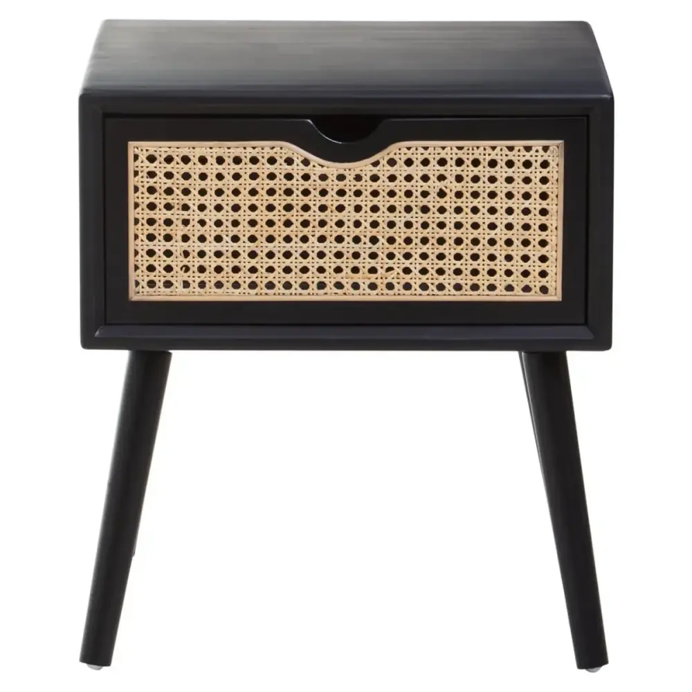 Cebu  Black Wood 1 draw Side Table