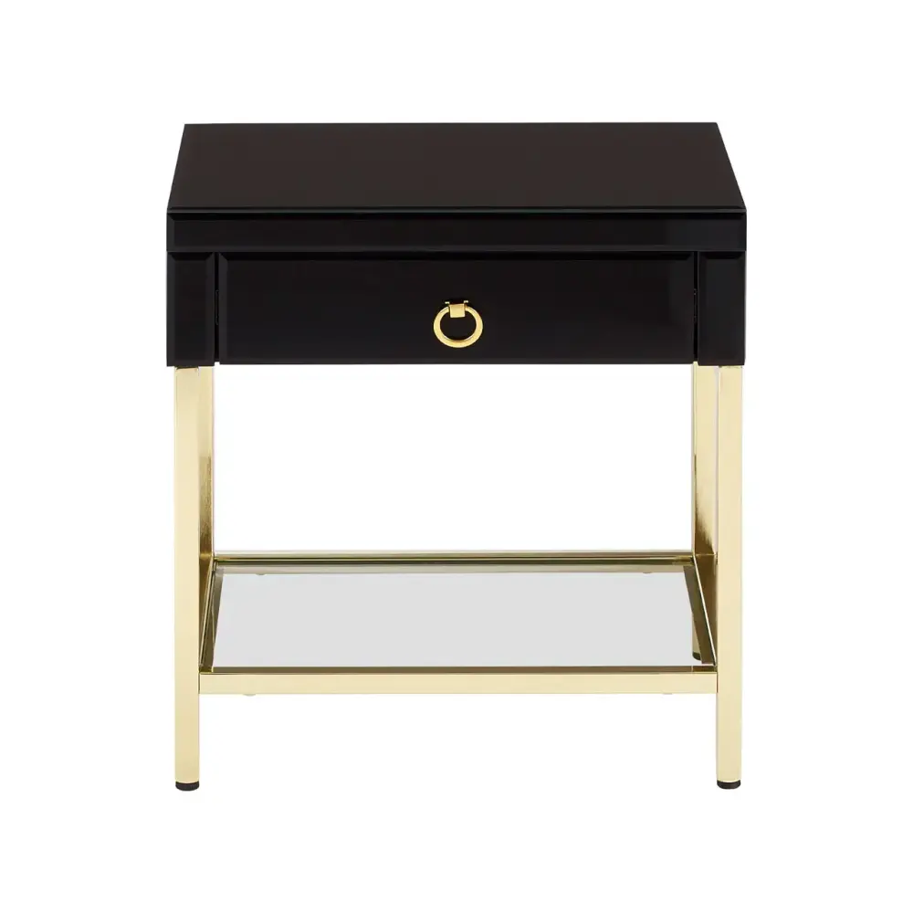 Kensington Townhouse Black and Gold 1 draw Side Table