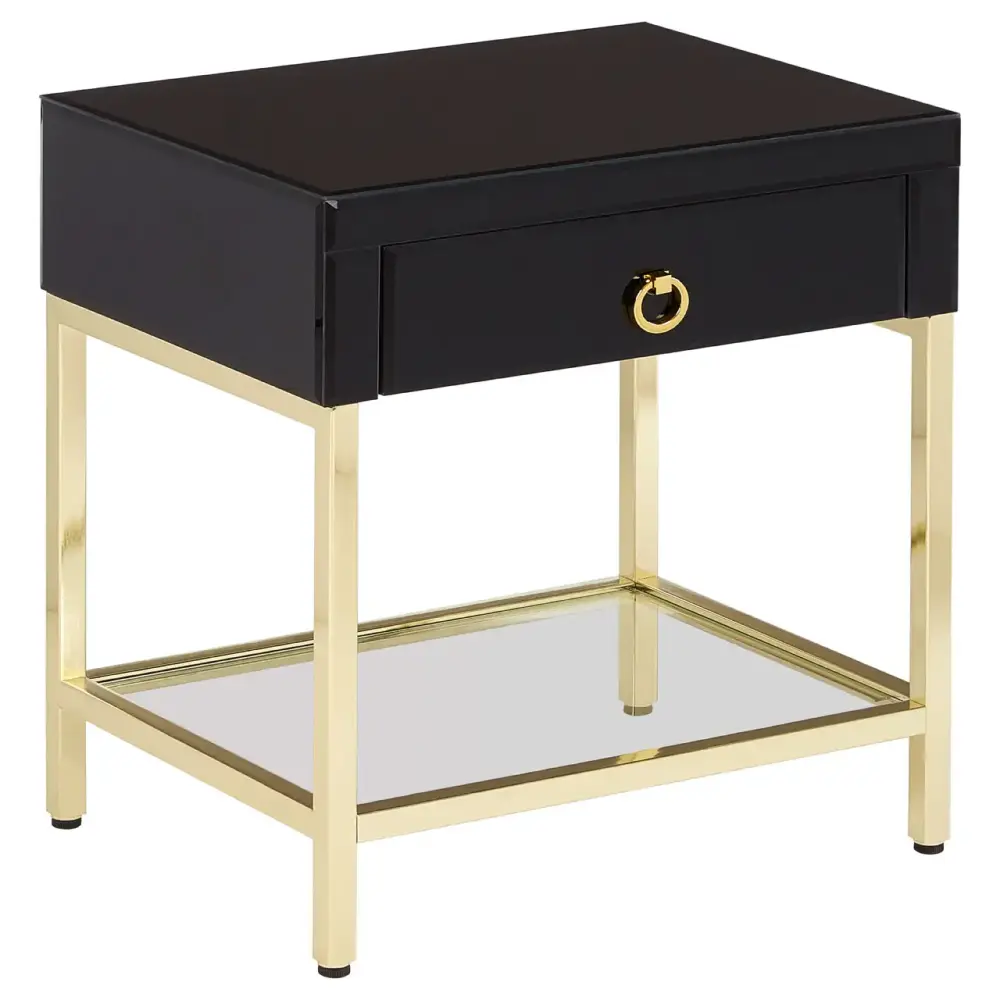 Kensington Townhouse Black and Gold 1 draw Side Table