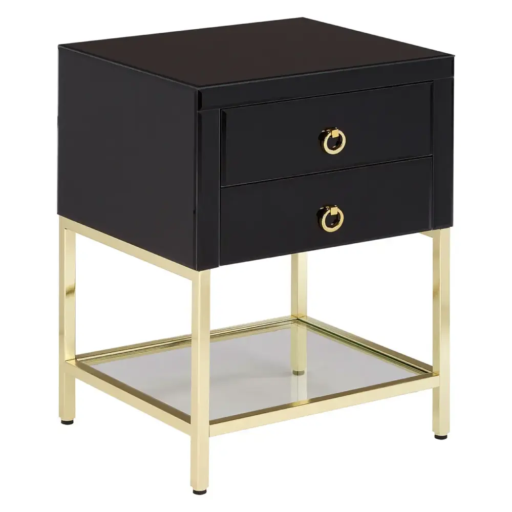 Kensington Townhouse Black and Gold 2 draw Side Table