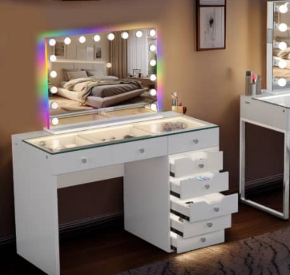 Hollywood dressing table with led lights in the top 120cm