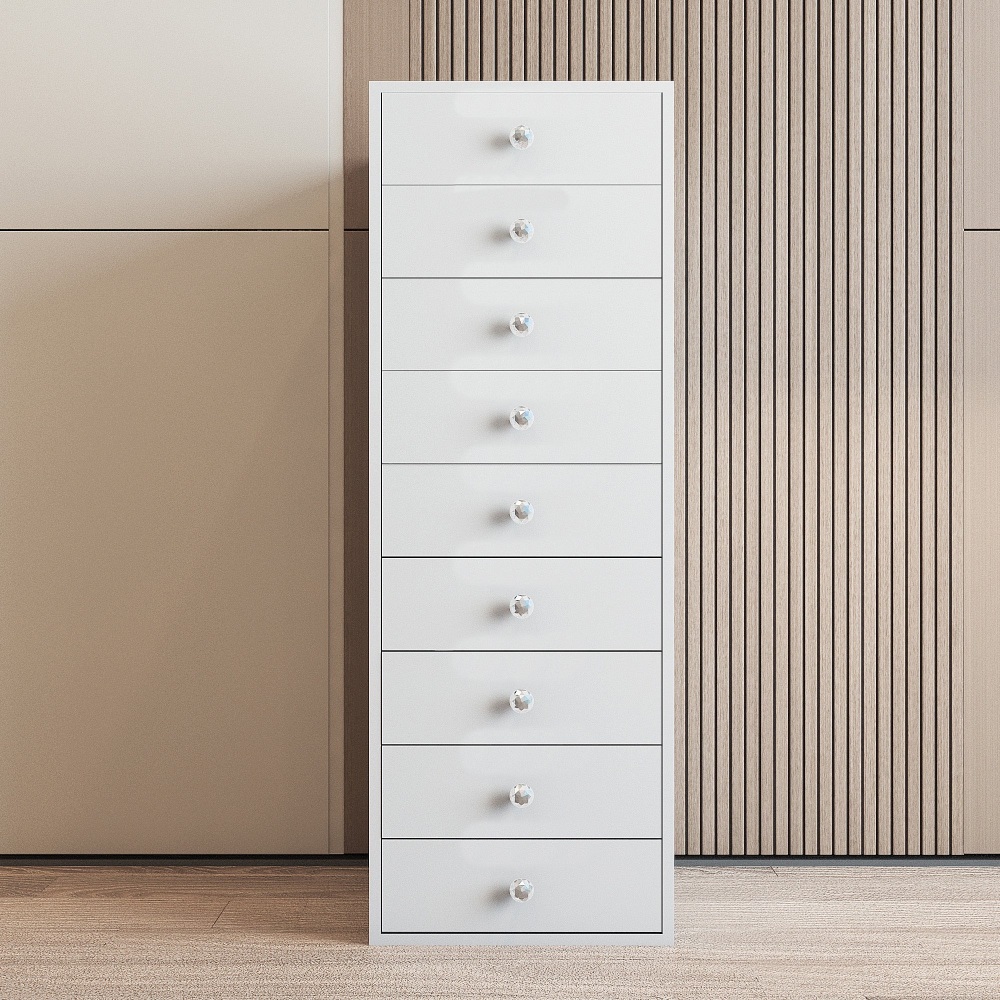 # *  Toulouse 9 drawer Tallboy Chest in White 116cm high