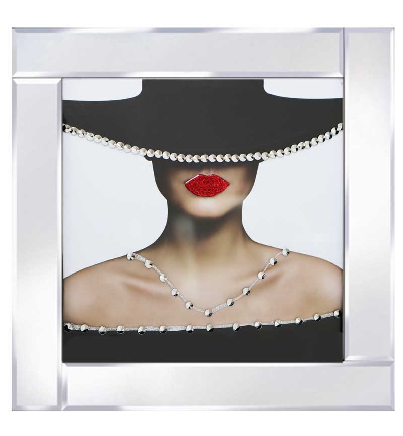 Mirrored framed Liquid Art "Glamour Lady 2A"