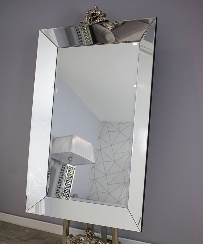 Venetian Tray Silver Bevelled Mirror 120cm  x 80cm