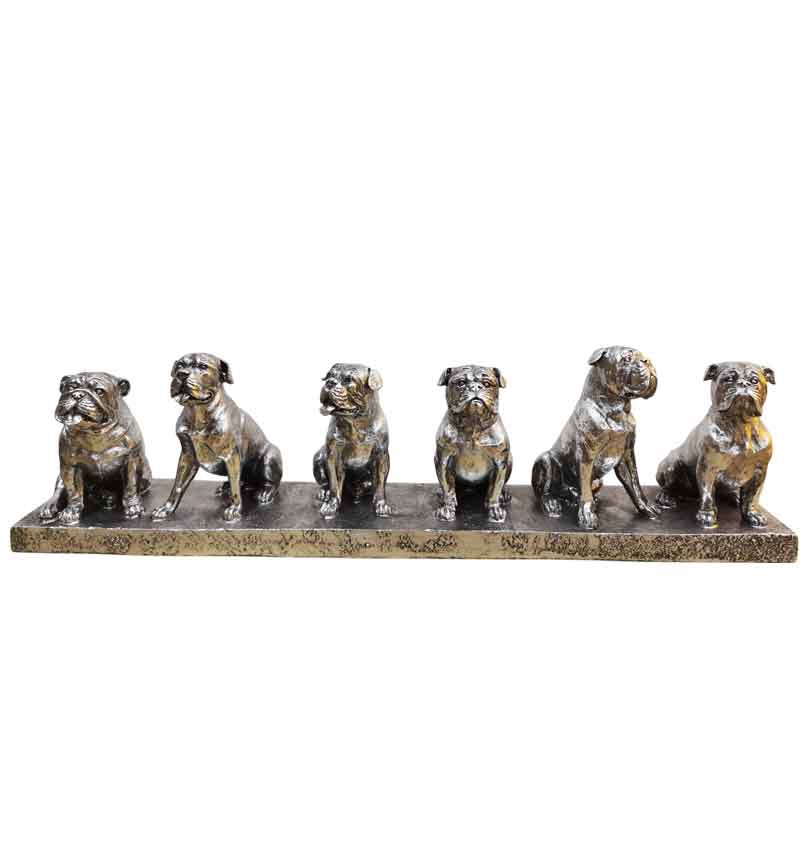 20.5" Six Dogs Sitting on silver plinth Silver