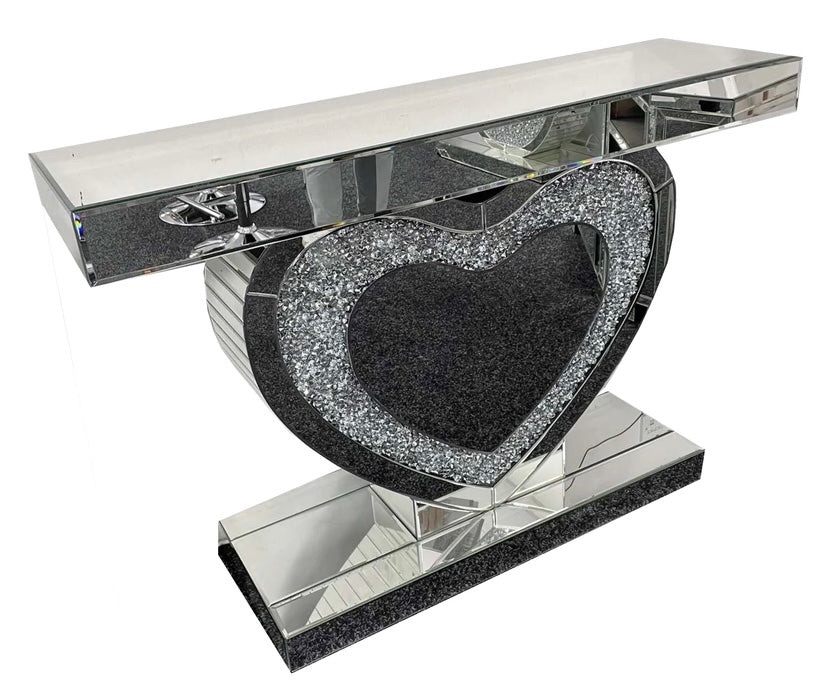 Diamond Crush  LED Heart Console Table 120cm