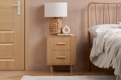 AXEL 2 DRAWER FLUTED BEDSIDE OAK