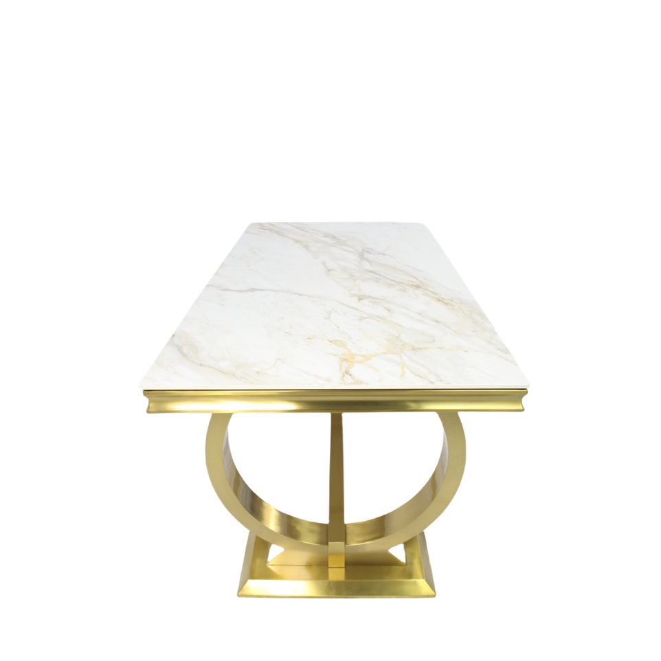 Chelsea Ceramic Marble Dining Table in Kata Gold  1.8m