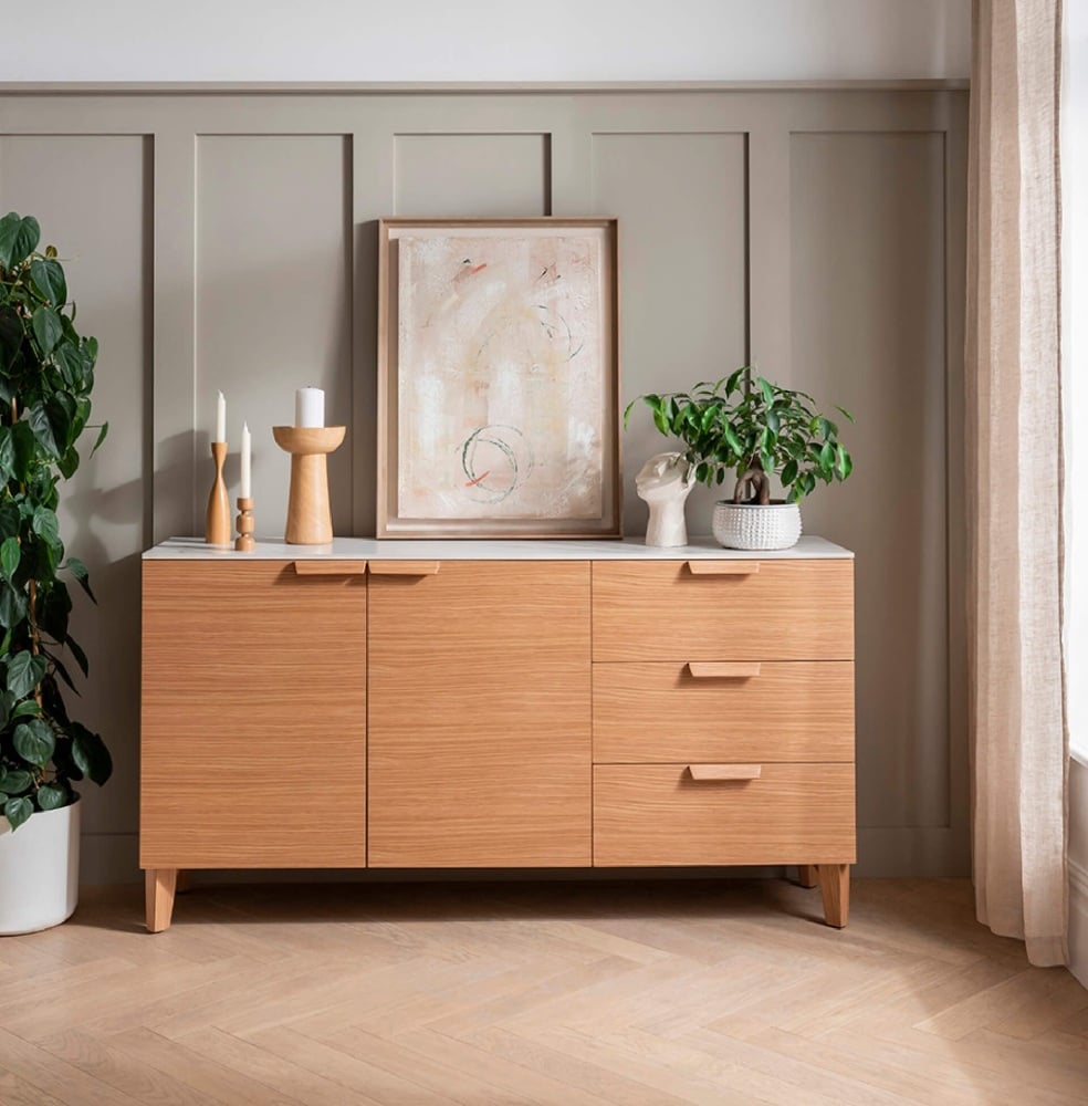 Evie Sideboard 2 Door 2 Drawer  in Sintered Stone 160cm