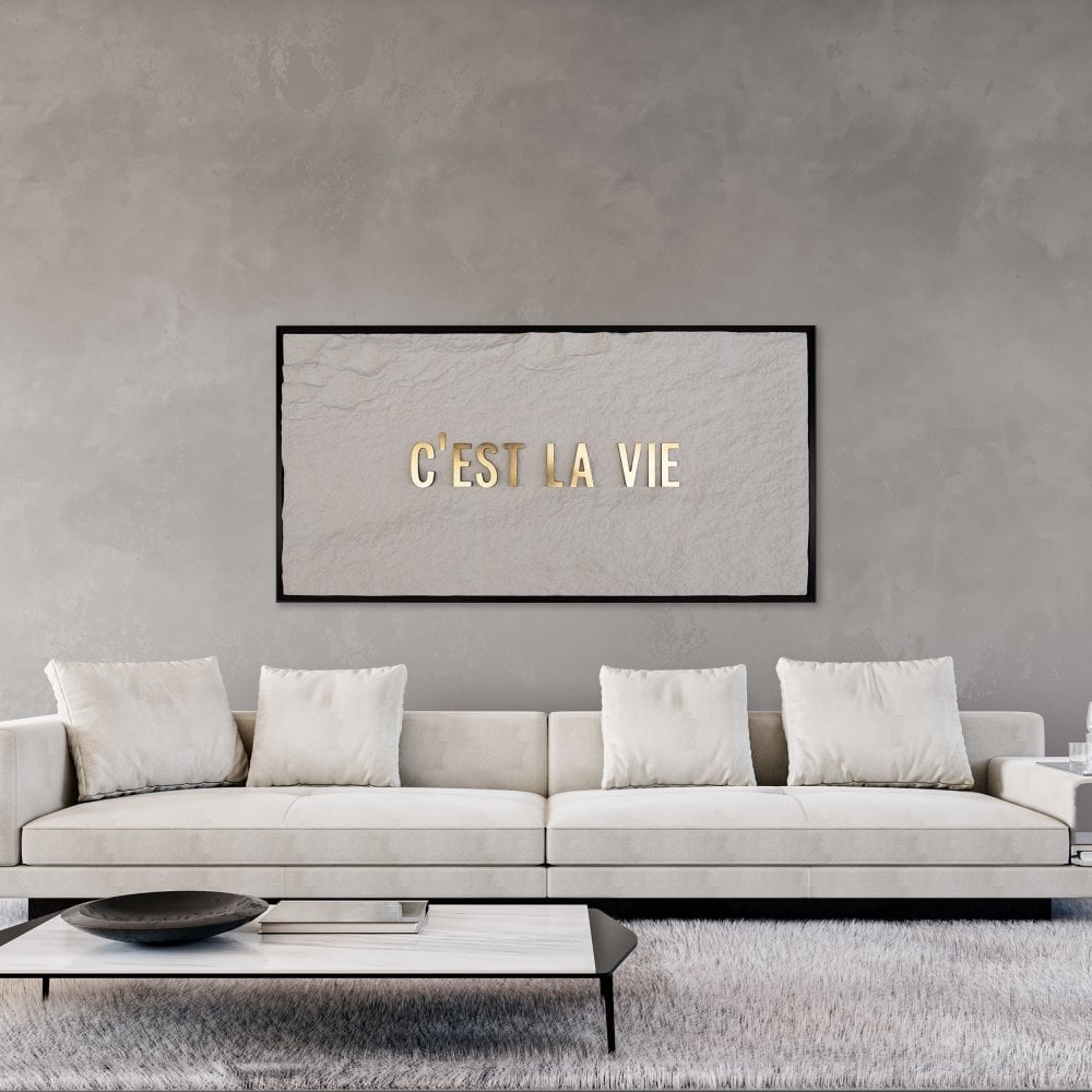 C'EST LA VIE - GOLD 3D TEXT ON ALABASTER