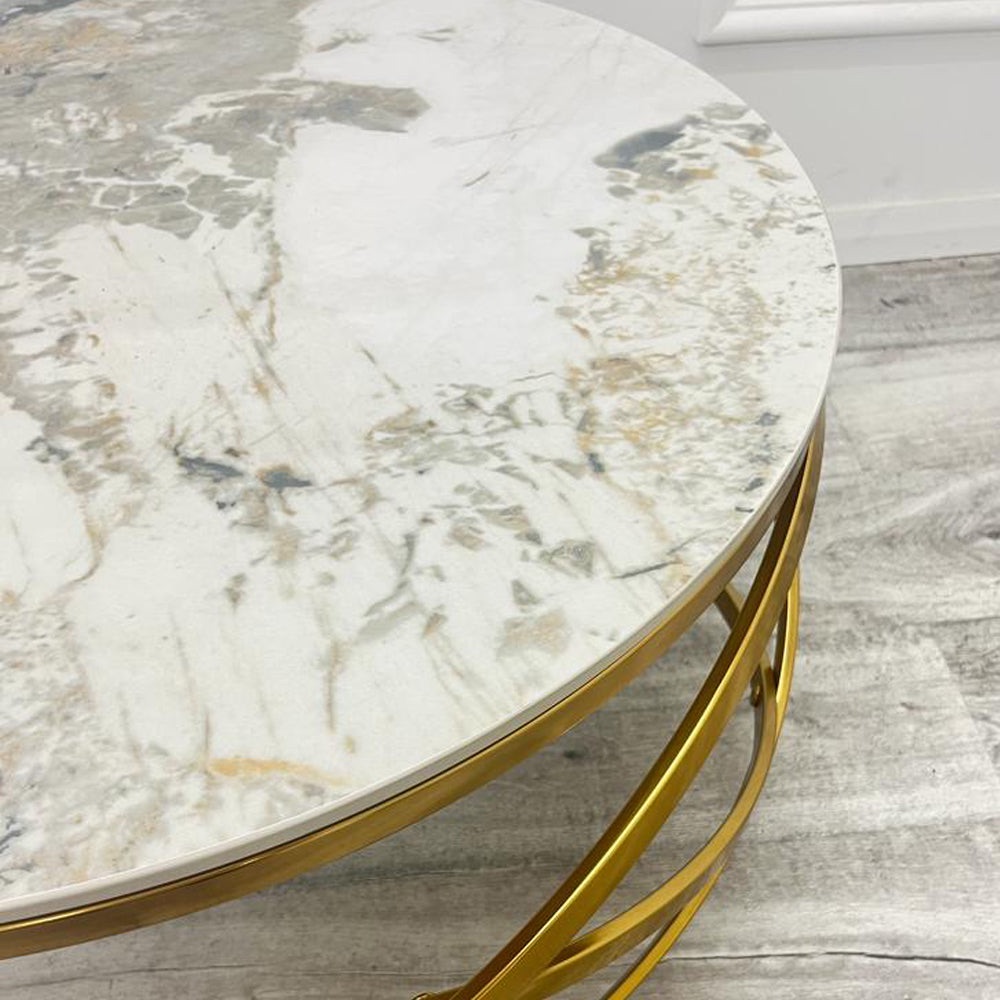 Spiro Gold Coffee Table with Pandora sintered Top