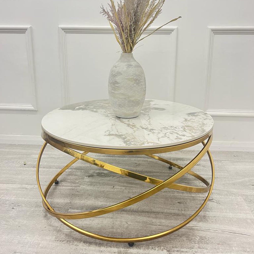 Spiro Gold Coffee Table with Pandora sintered Top