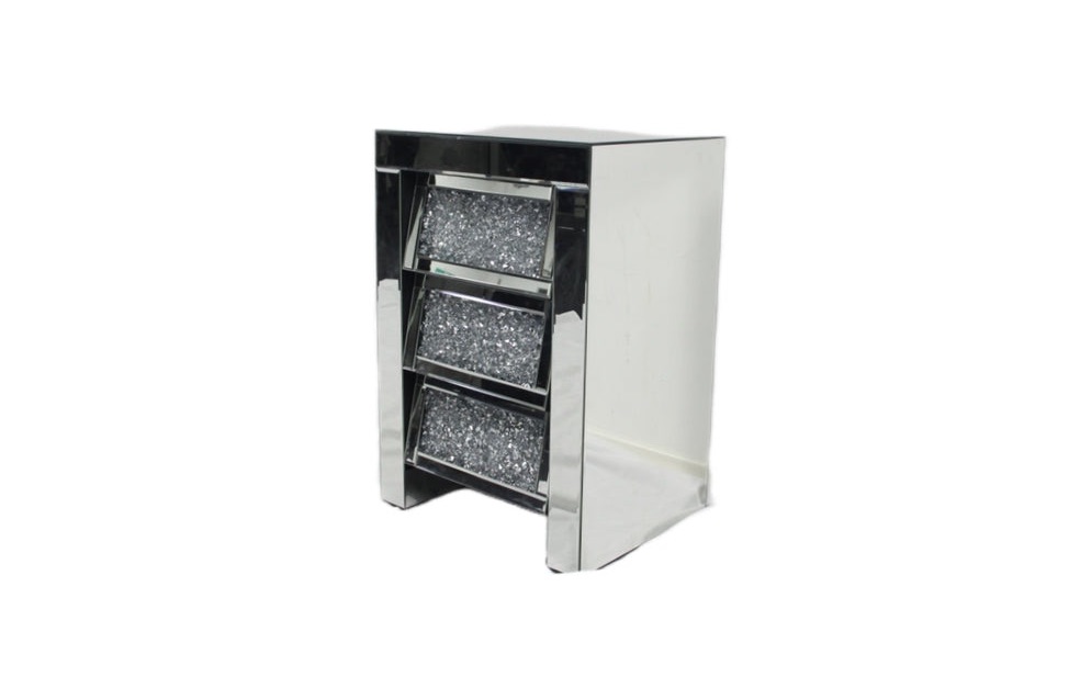 Crush Sparkle crystal Mirrored 3 Draw Slanted Chest