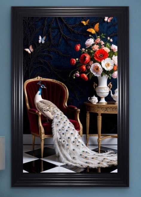 Celestine Peacock Opulence 1 Framed Wall Art  115cm x 75cm