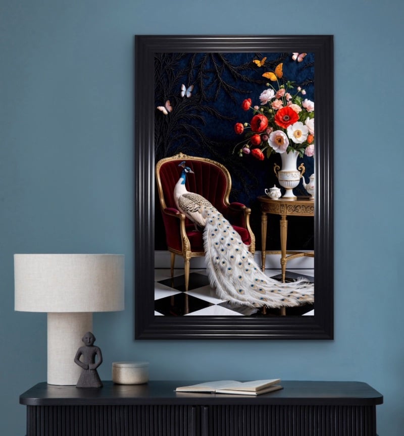 Celestine Peacock Opulence 1 Framed Wall Art  115cm x 75cm