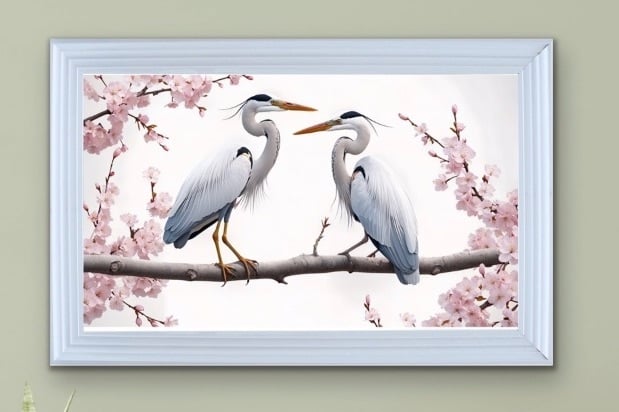 Elegant Herons Perch Among Blossoms Wall Art  115cm x 75cm