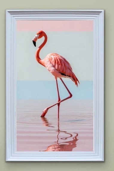 Flamingo Reflected in Pastel Pinks Wall Art  115cm x 75cm