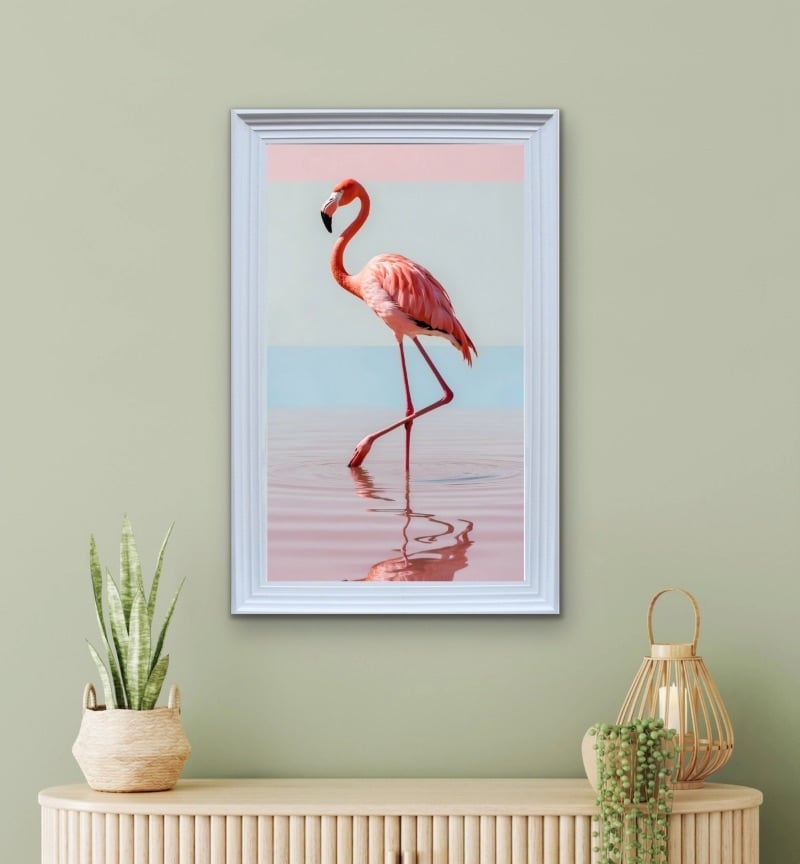 Flamingo Reflected in Pastel Pinks Wall Art  115cm x 75cm