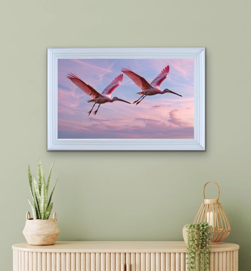 Flamingo Pair Flying Framed Wall Art  115cm x 75cm