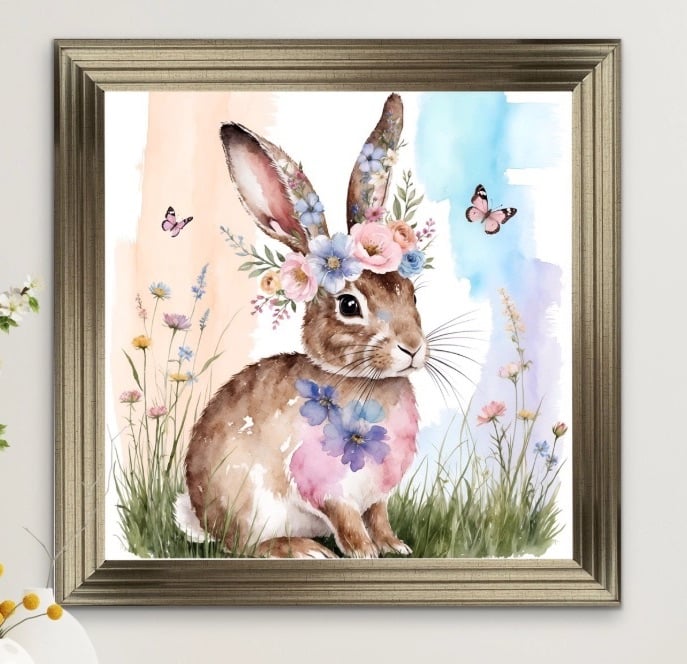 Bramble The Rabbit in Pastels 90cm x 90cm
