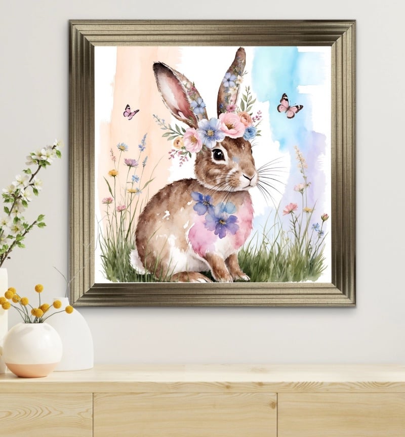 Bramble The Rabbit in Pastels 90cm x 90cm