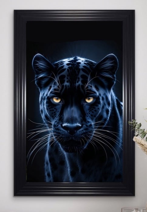 Fierce Panther Gaze Shadowed Elegance Wall Art  115cm x 75cm