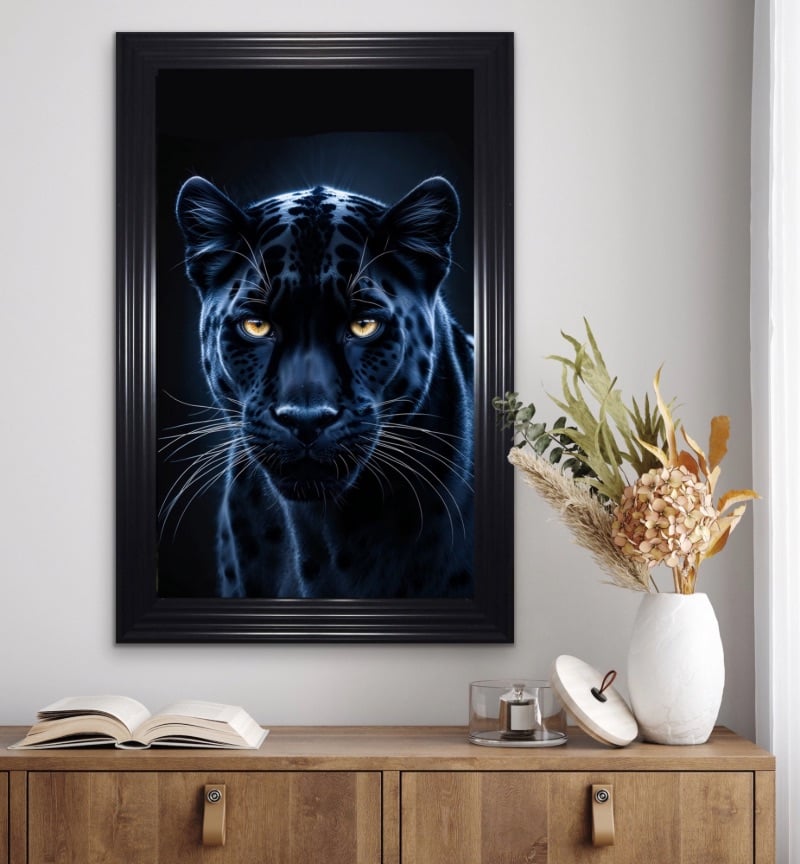 Fierce Panther Gaze Shadowed Elegance Wall Art  115cm x 75cm