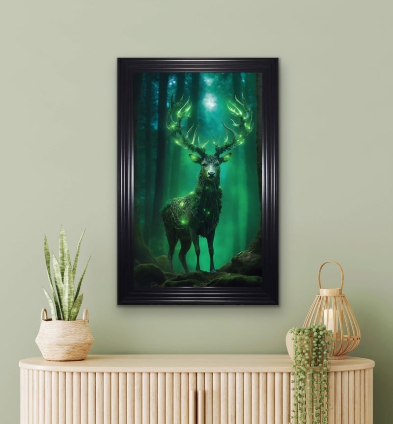 Stag Angel Of The Forest Framed Wall Art  115cm x 75cm