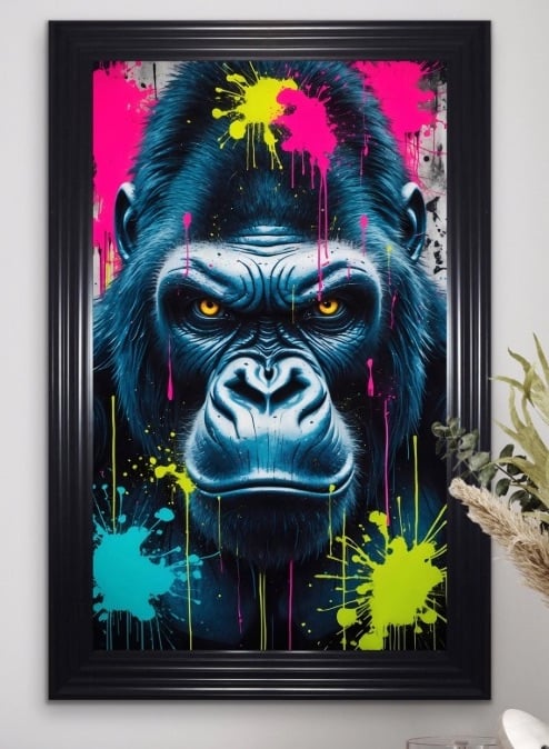 Abstract Gorilla Framed Wall Art  115cm x 75cm
