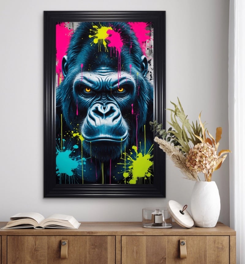 Abstract Gorilla Framed Wall Art  115cm x 75cm