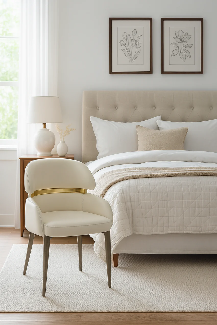 Madrid Dining Chair in Cream and Gold Trim