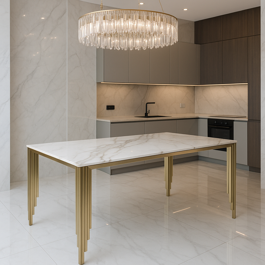 Mayfair Ceramic Dining Table in kata Gold 1.8m
