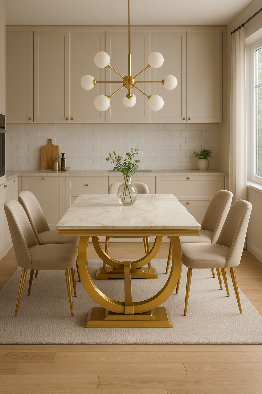 Chelsea Ceramic Dining Table in kata Gold 2m