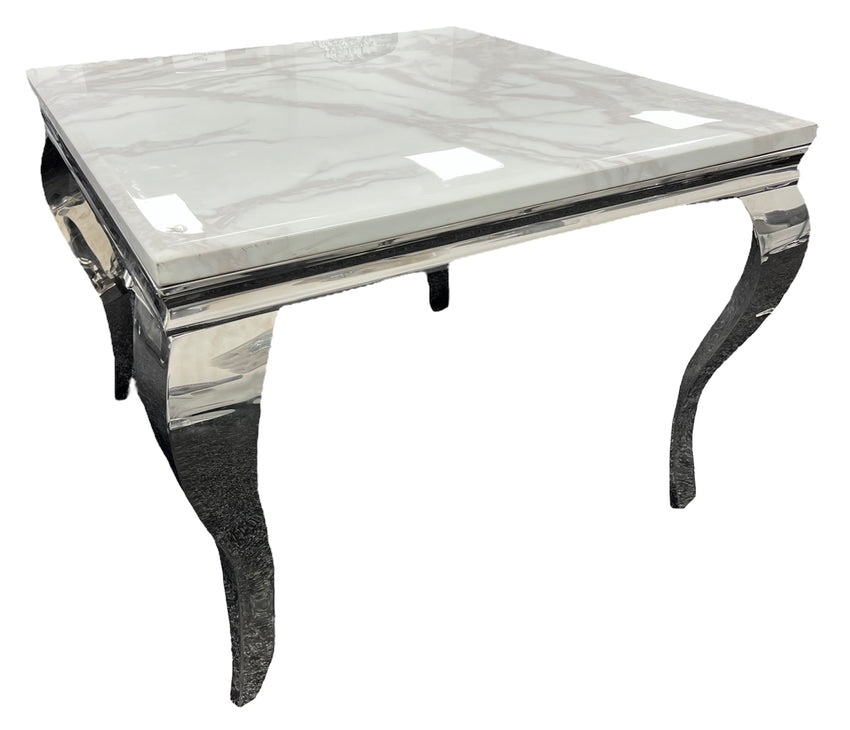 Louis Marble Dining Table in White 100cm x 100m