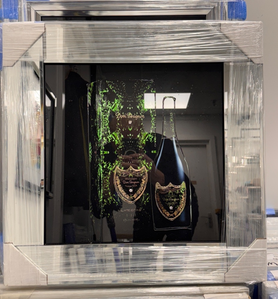 ** Don Perignon 2 Glitter Art Mirrored Frame ** 55cm x 55cm 