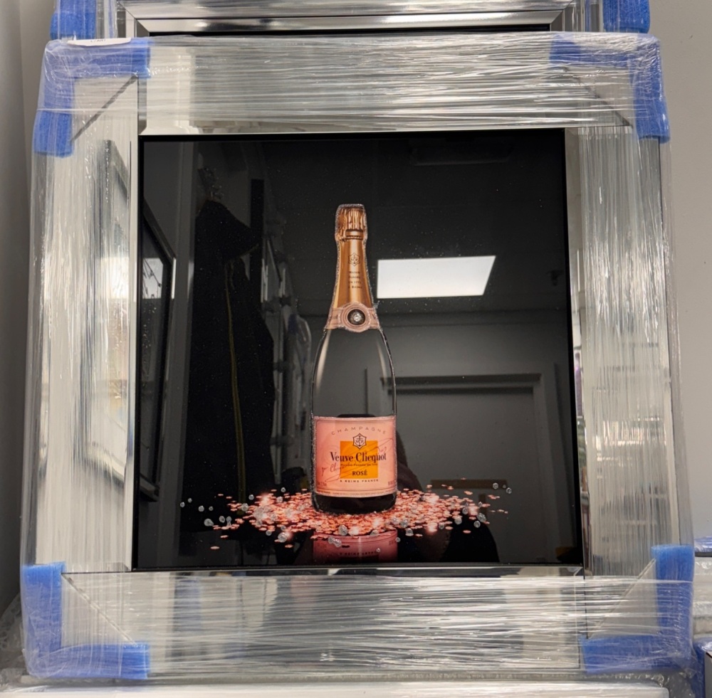 ** Verve Clicquot Glitter Art Mirrored Frame ** 55cm x 55m