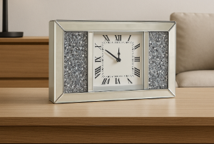 * New Diamond Crush Sparkle Crystal Mirrored Mantle Clock