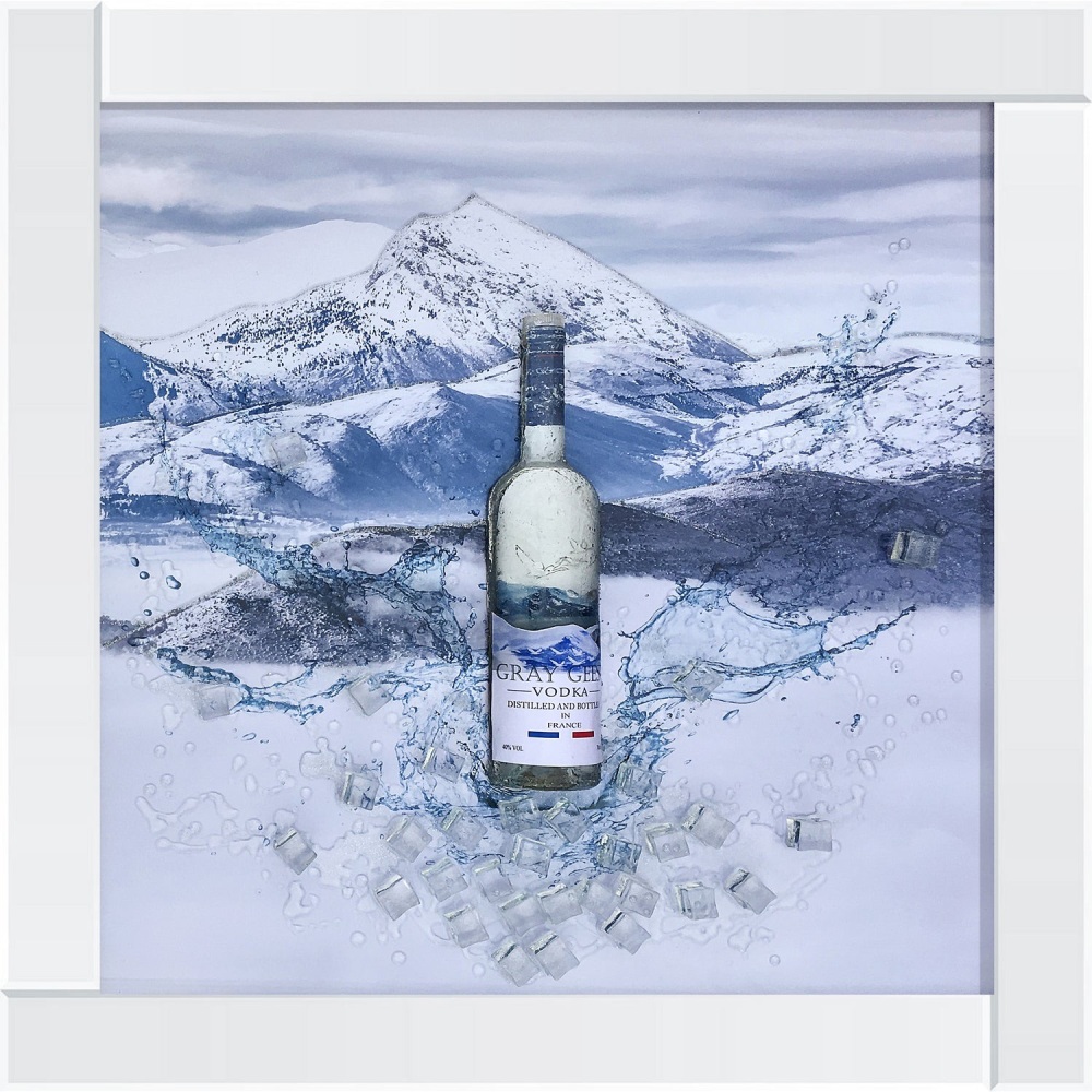 ** 3d Grey Goose  Glitter Art Mirrored Frame ** 85cm x 85cm large
