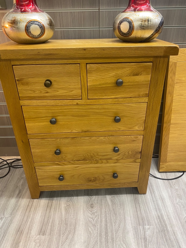 Oak Large 5 Draw Chest 85cm