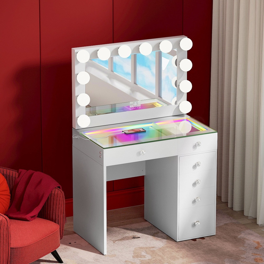 Mega Offer Price  - Hollywood Vanity Dressing Table with Hollywood Mirror