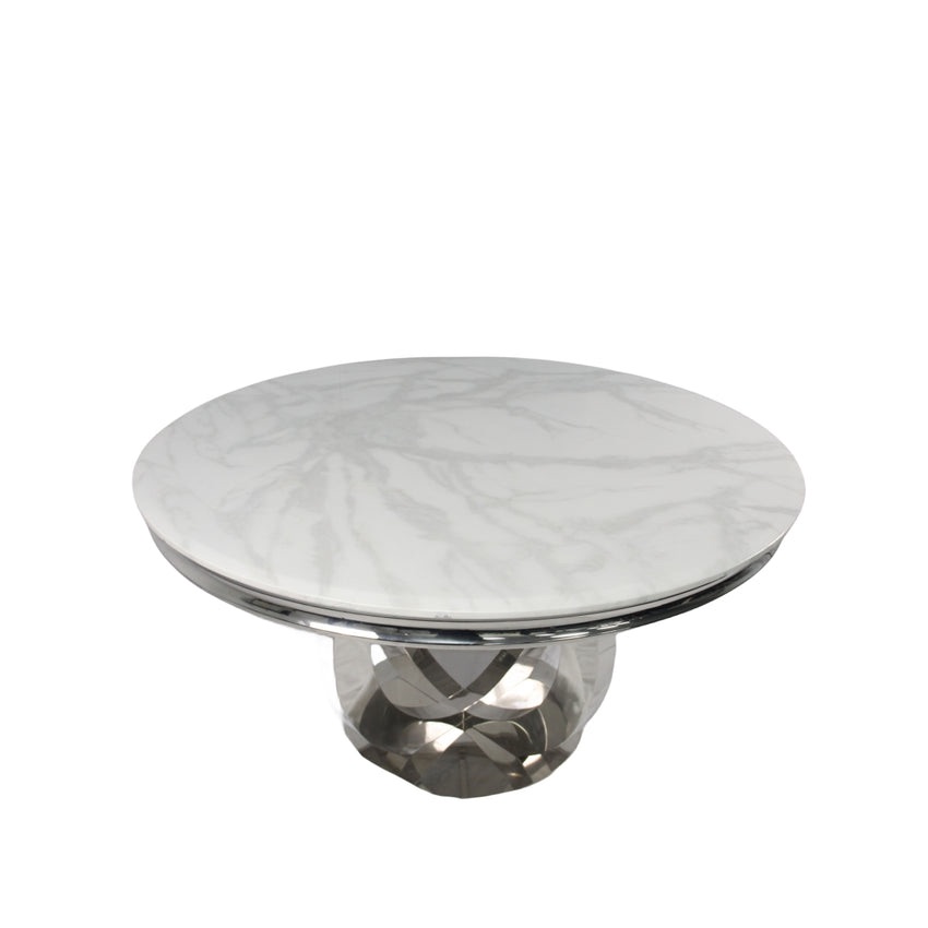 Orion Round White Marble  Top Dining Table 1300mm