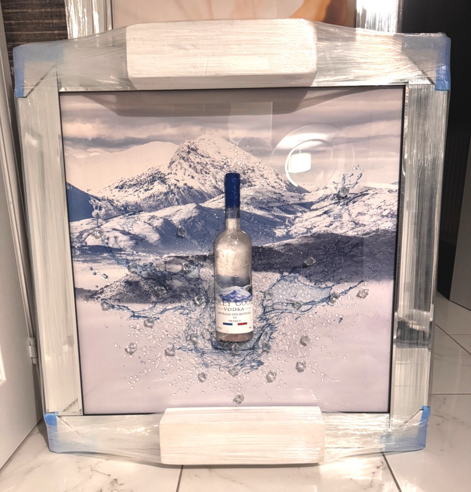 ** 3d Grey Goose  Glitter Art Mirrored Frame ** 85cm x 85cm large