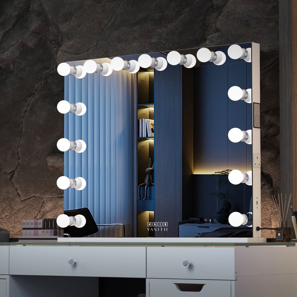 15 bulb Hollywood Mirror with usb port and bluetooth 100cm x 80cm
