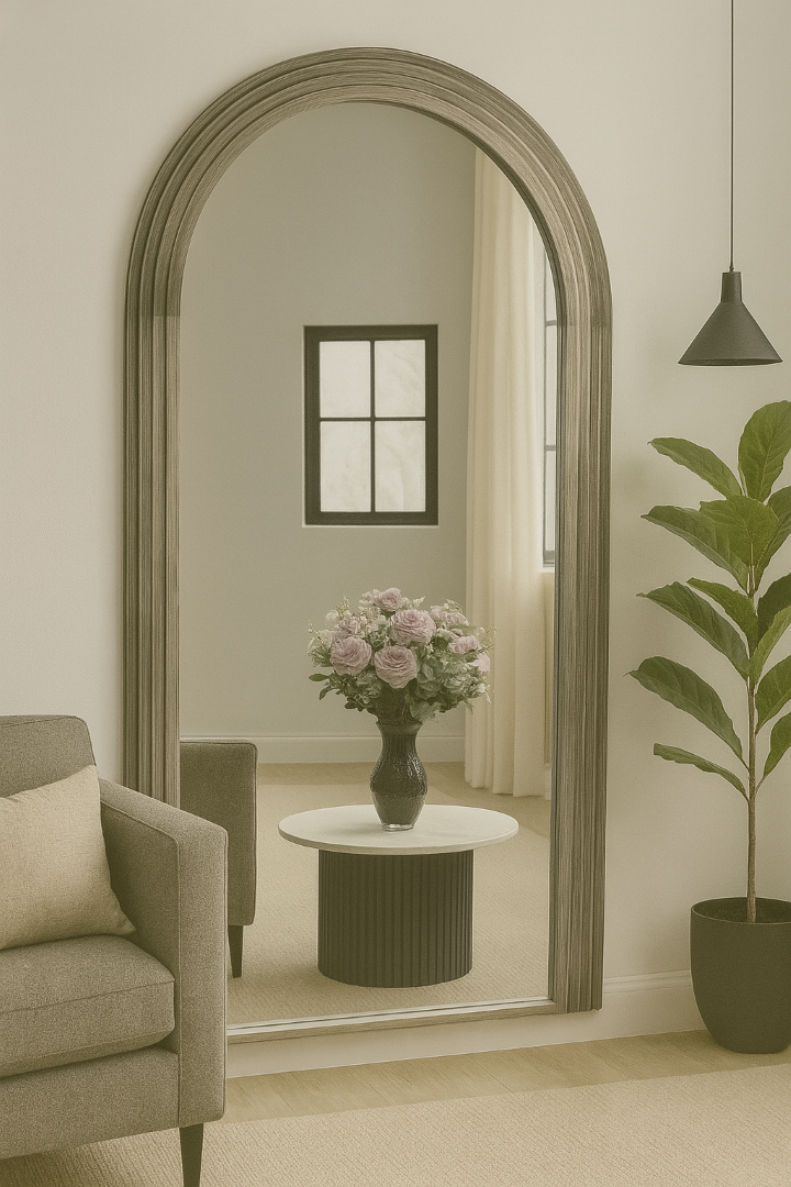 Scala Large Leaner Brushed Silver Mirror 180cm x 110cm