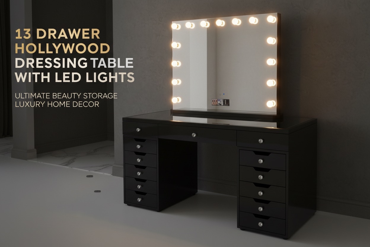 13 draw black dressing table