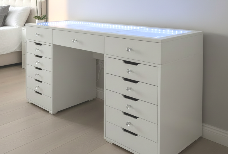 # * Special offer 13 Drawer Dresssing Table 150cm with built in RGB multi colour Led lights