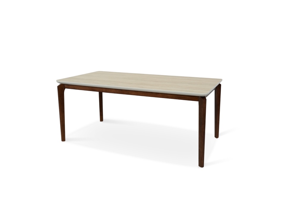 Rhonda Large Dining Table in Walnut & Travertine