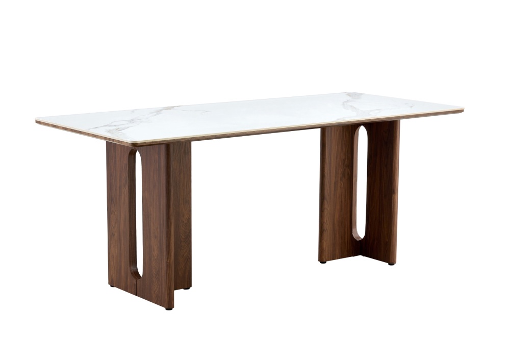 Rinato Dining Table in Walnut & White